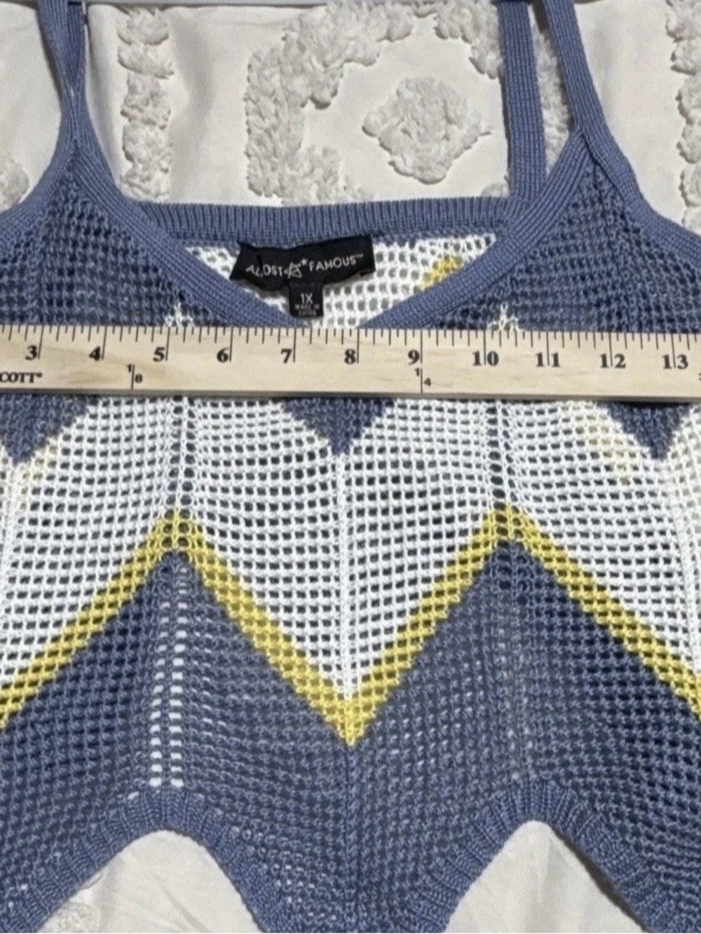 XL Hippie Chevron Knit Crop Top & Skirt Set - Blue/Cream - Picture 6 of 10